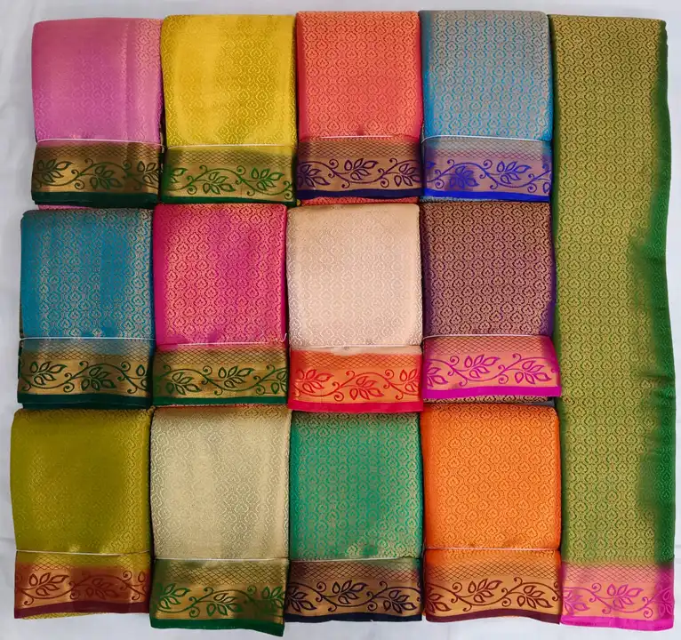 Mini softy silk saree with contrast blouse and pallu exclusive design with fancy colour matching  uploaded by business on 11/25/2023