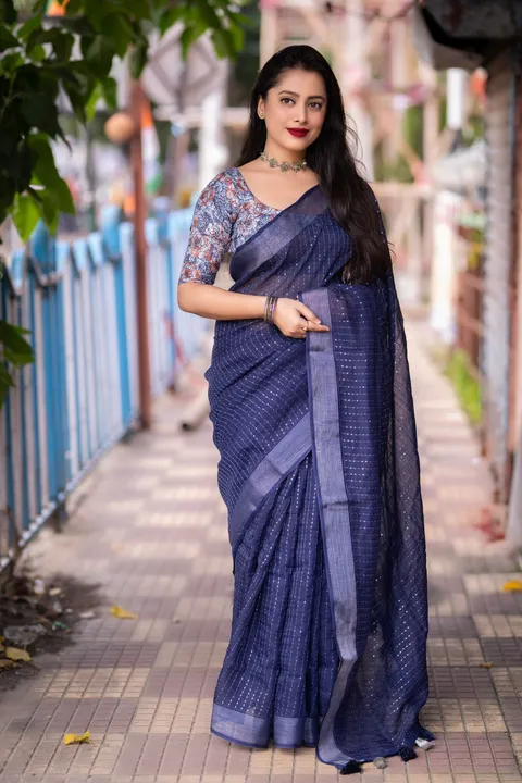 Linene saree uploaded by business on 11/25/2023
