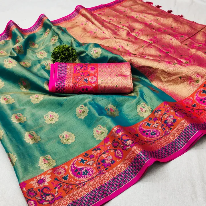 Zari weaving motifs and zari weaving rich pallu soft Kanjivaram silk saree uploaded by business on 11/25/2023