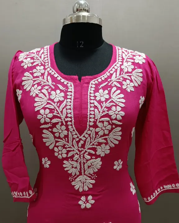 Short top 
Fabric reyon 
Length 29
Size 40 to 46
Ghass patti work.mob no .8318704348 uploaded by Msk chikan udyog on 11/25/2023