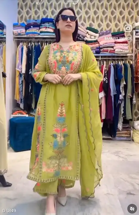 Embroidered georgette kurta pant and dupatta set  uploaded by business on 11/26/2023