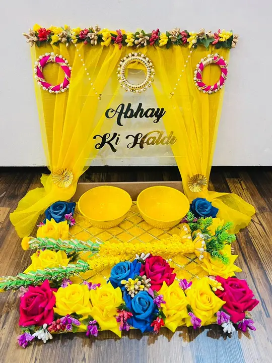 Post image Haldi plat
Mahendi plat
Ring ceremony plat
Dress and saree decoration tray etc.... 

Made by me 

Customer selected photo send after making 

Advance online payment
No cod