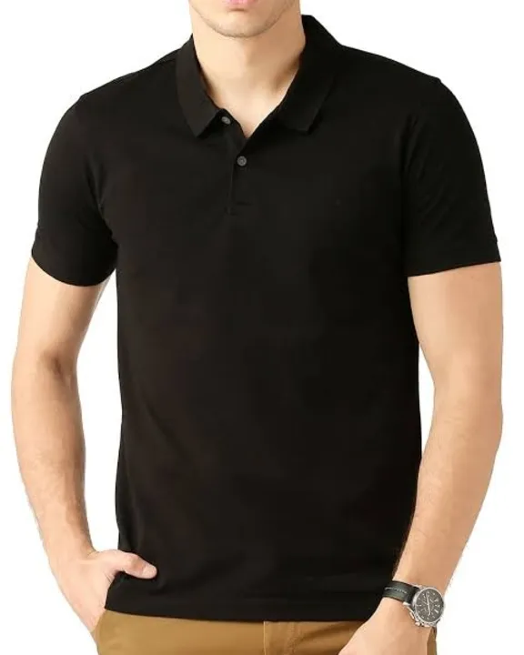 Plain Black Polyester Collar Tshirt uploaded by Wadhwa Enterprise on 11/27/2023