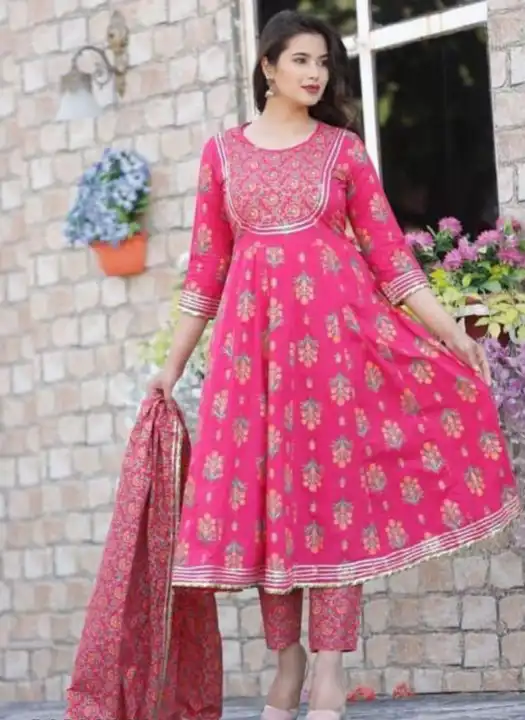 Anarkali kurti with pant with dupatta  uploaded by business on 11/28/2023