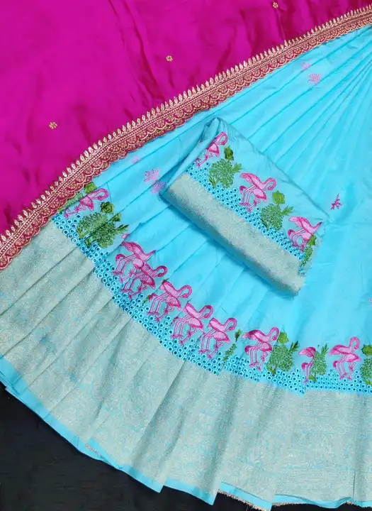 *Newly arrived swan embroidery dola silk halfsaree set*.
.
.
.
*Lengha -3.5 meter*
*Blouse -1 meter* uploaded by New Fabric official on 11/28/2023