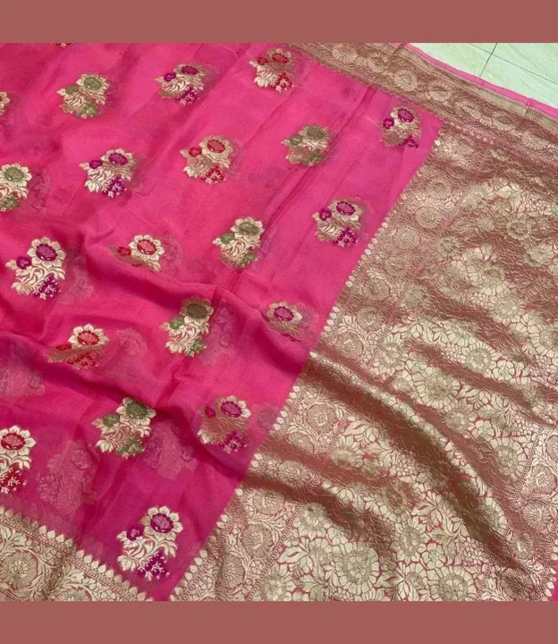 Embroidered saree Banarasi silk uploaded by business on 11/28/2023