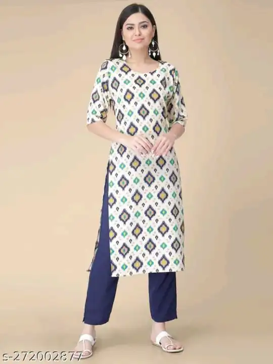 *WOMEN BRANDED 2PIC SET*

*KURTI WITH PANT*

*FABRIC HEAVY CREP*

*DESIGN AND COLOUR MIX*

*SIZE S T uploaded by Krisha enterprises on 11/28/2023