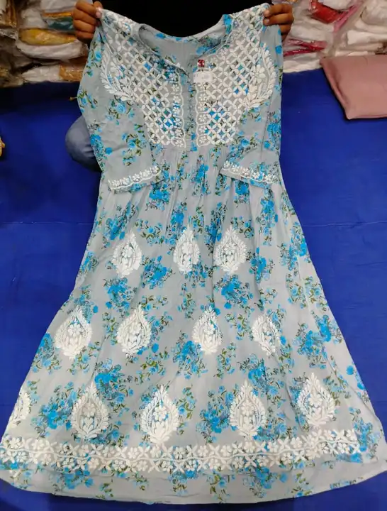 Mul printed gown uploaded by Lcf crafts (lucknow Chikan factory) on 11/28/2023
