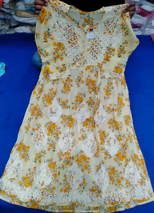 Mul printed gown uploaded by Lcf crafts (lucknow Chikan factory) on 11/28/2023