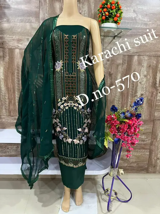 Karachi Georgette Suit Material for Women  uploaded by Zuberiya Global on 11/28/2023