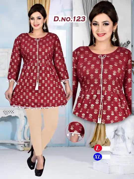 Rate: 125/_     
Bombay fabric full guarantee  cloth  Tunic kurties 
Size:xl uploaded by Ridhi Sidhi Creation 9512733183 on 11/28/2023