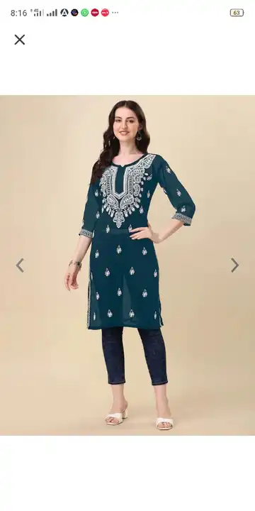 *WOMEN CHIKAN KARI WORK KURTI*

*FABRIC JORJET*

*SIZE S TO XXL MIX*

*PIC 100*

*75% BLACK COLOUR A uploaded by business on 11/29/2023