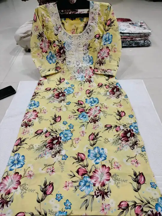 Printed Kurti with Chikan Work... uploaded by business on 11/29/2023
