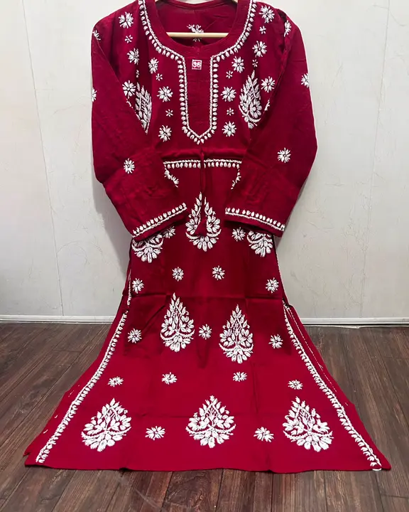 Rayon Nayra cut kurti uploaded by Shareef chikan handicraft on 12/1/2023