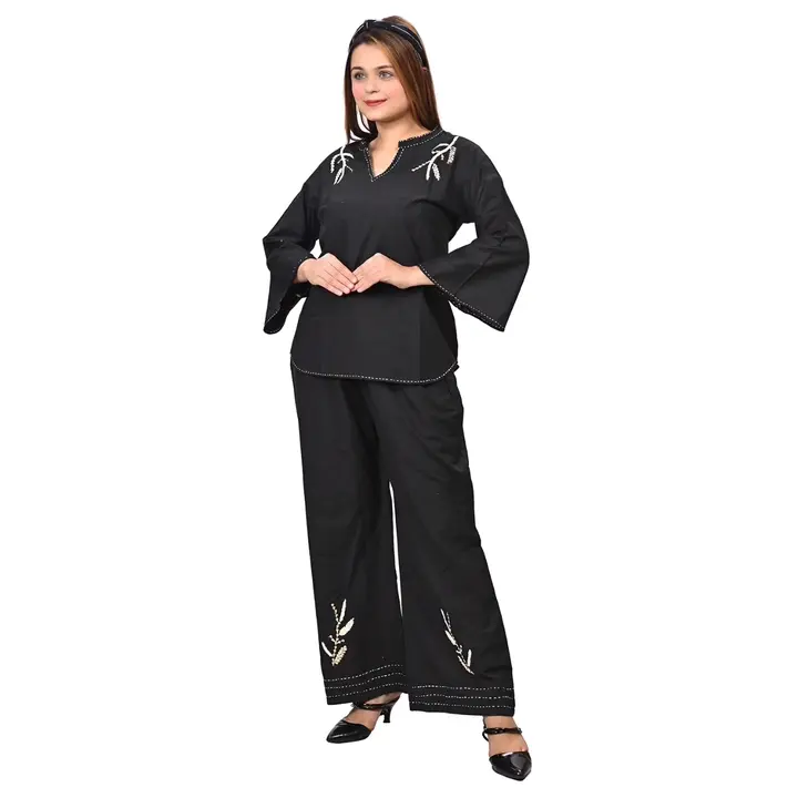  women's ladies party casual wear fashionable for girls Losse fit cord set (Black)  uploaded by Crown sports  on 12/1/2023