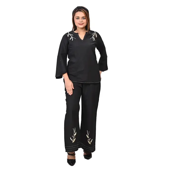  women's ladies party casual wear fashionable for girls Losse fit cord set (Black)  uploaded by Crown sports  on 12/1/2023