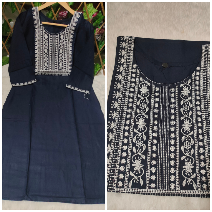 Straight rayon embroidery work Kurtis  uploaded by business on 12/2/2023