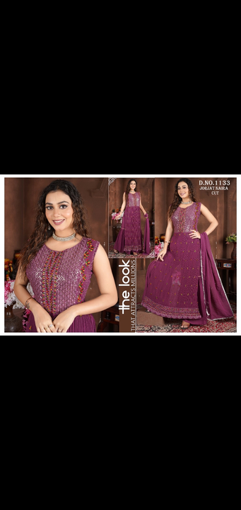 Heavy fancy nayra cut jorjet 3 pcs sets kurti dupatta palazzo pants  uploaded by Radha Creation , Maira sales for Readymade items on 12/2/2023