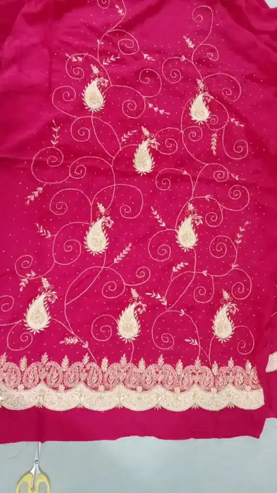 hand embroiderd aari zardozi work unstitched ladies suit dupatta  uploaded by AL KHAIR EMBROIDERS on 12/2/2023