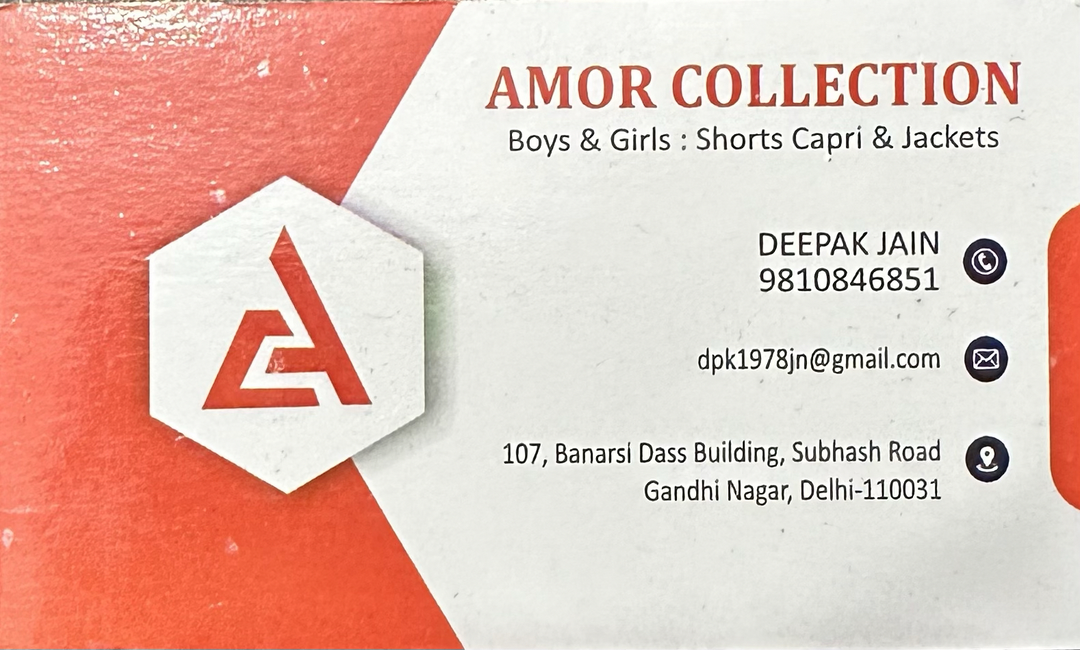 Visiting card store images of AMOR COLLECTION