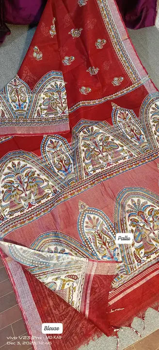 Cotton slube madhubani painting saree uploaded by Vishal handloom on 12/3/2023