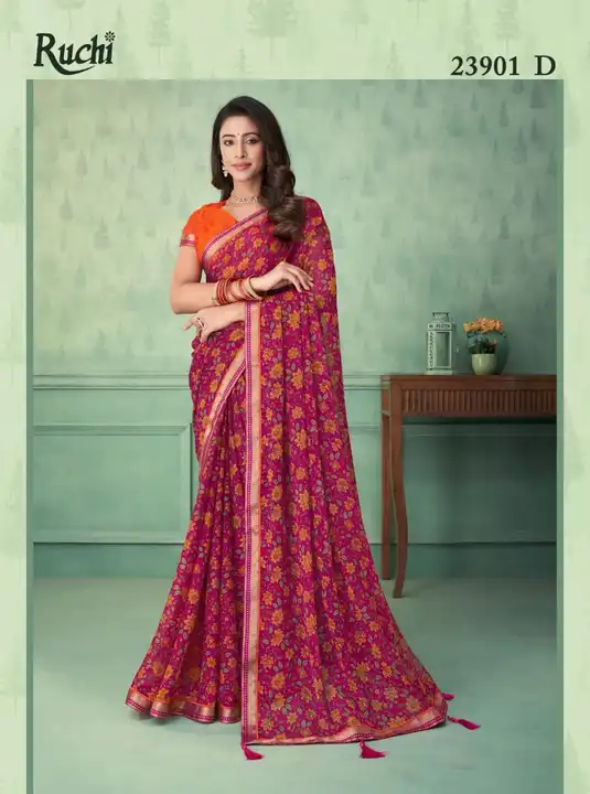 Hello

1. Catalog - Vaani -3.
2. Pcs. - 12.
3. Fabric - Chiffon Saree with attached banarsi border a uploaded by Divya Fashion on 12/4/2023