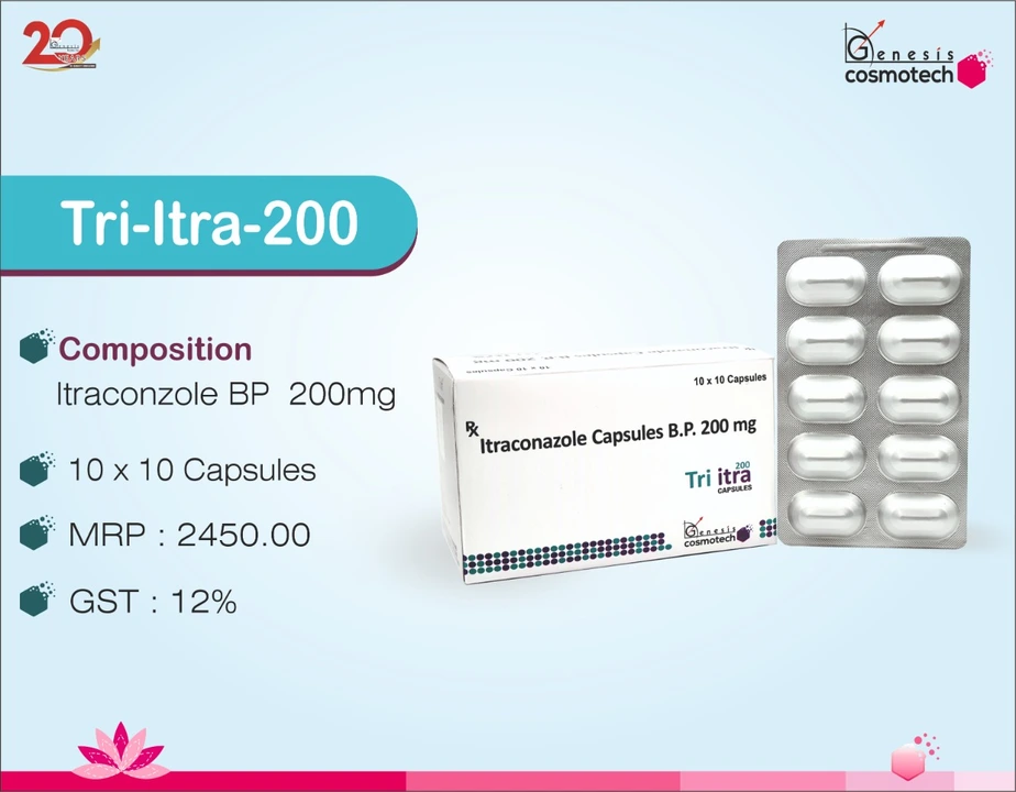 Tri-itra 200 capsule  uploaded by Glow-vit pharmaceutical on 12/4/2023