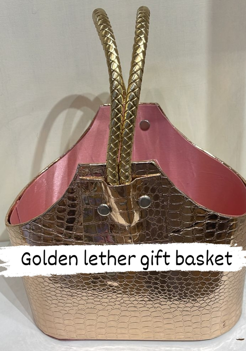 Golden lether basket  uploaded by Shree sai wooden craft on 12/4/2023