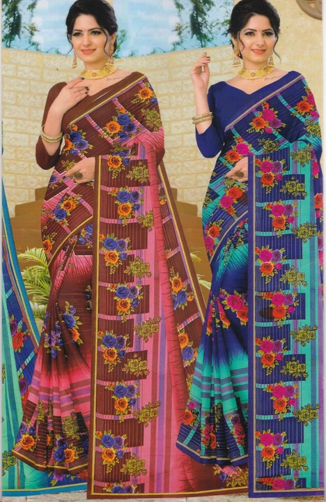 Chiffon saree with blouse piece  uploaded by Manomaya on 12/4/2023