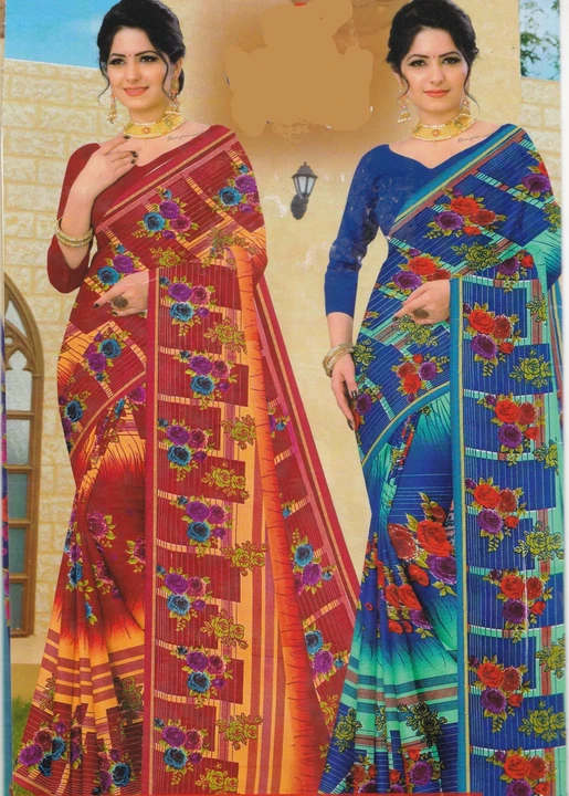 Chiffon saree with blouse piece  uploaded by Manomaya on 12/4/2023