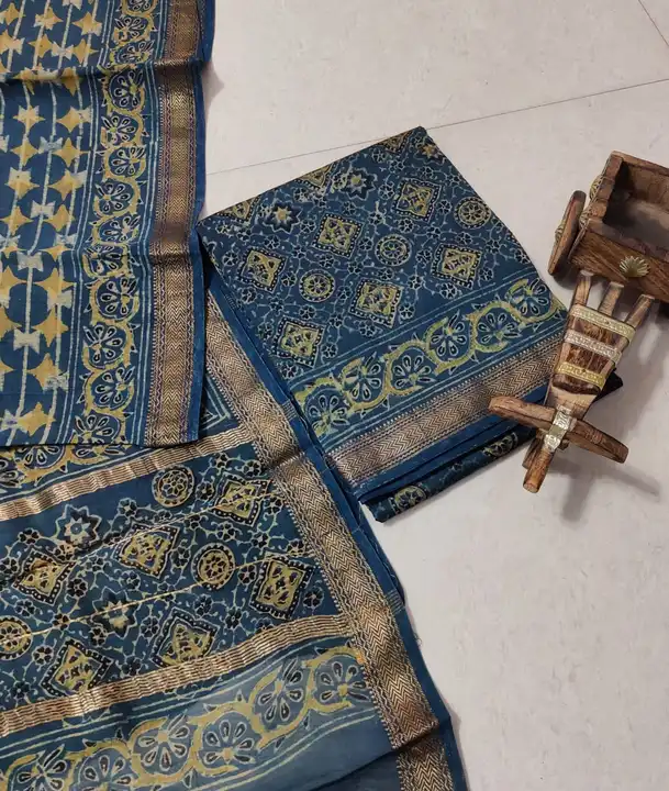 Ajrakh vasnpati Silk suits  uploaded by Bagru crafts on 12/5/2023