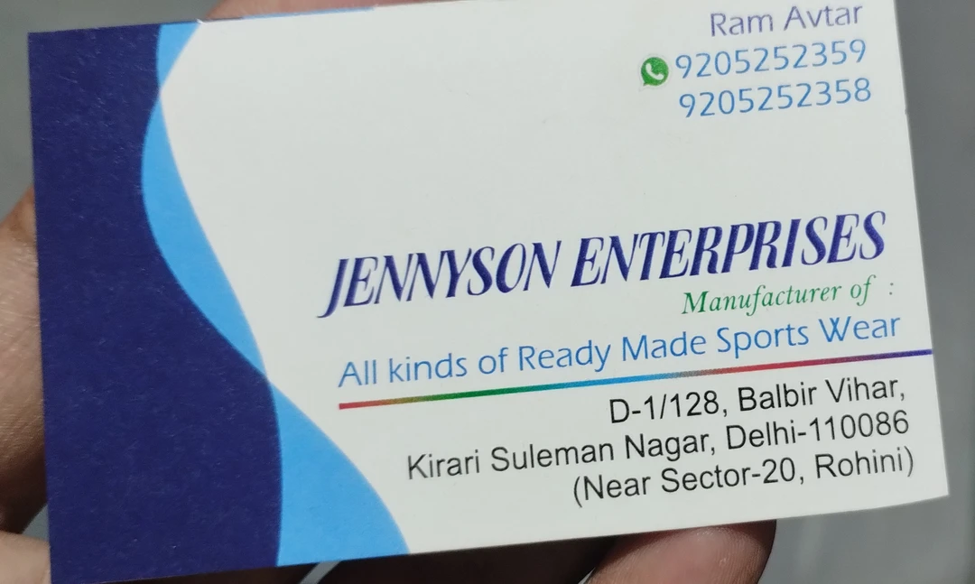 Visiting card store images of Jennyson Enterprises