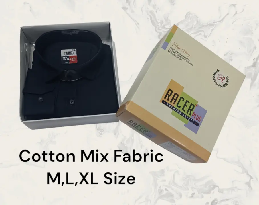 🏁🏁RACER PLUS🏁🏁(SUB BRAND OF 1KKA) EXCLUSIVE COTTON BLEND SOLID BOX PACK SHIRTS FOR MENS uploaded by Kushal Jeans, Indore on 12/5/2023