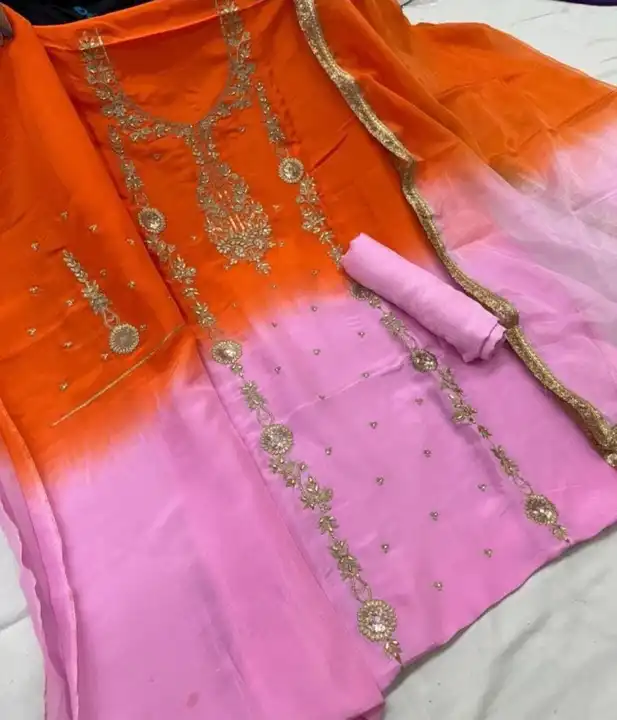 Upada silk suit with organza dupatta uploaded by Manish sales on 12/5/2023