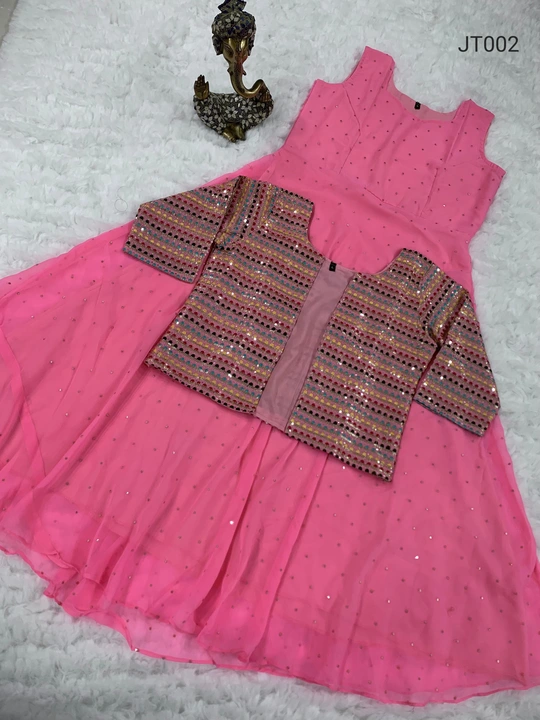 Pink Gown With Koti uploaded by Jagdamba Textiles on 12/6/2023