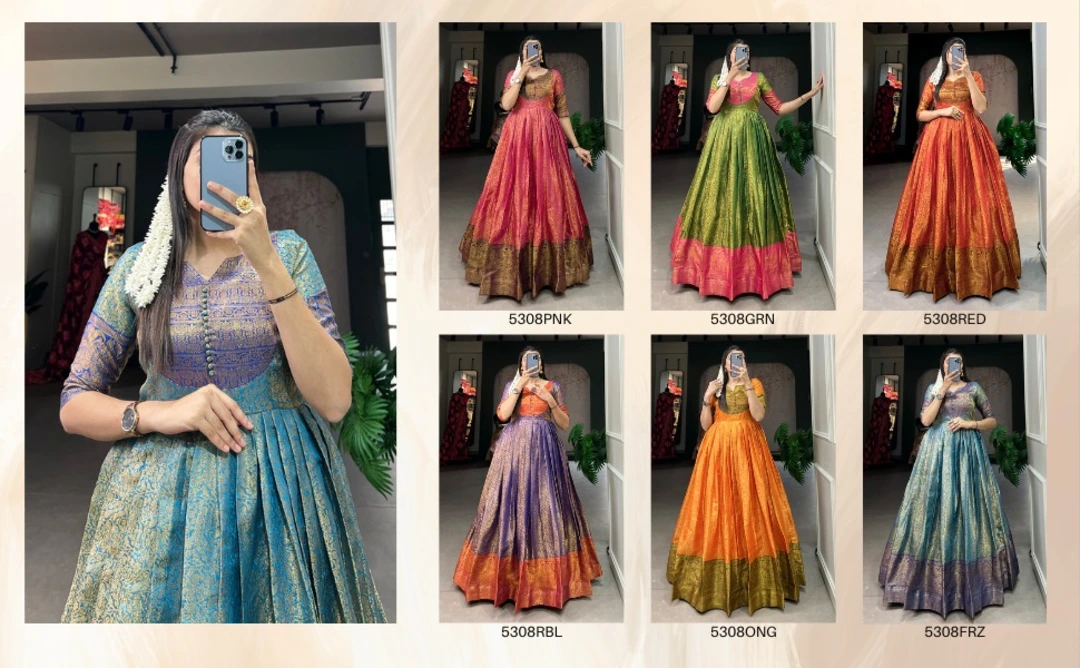 Kanjivaram gown uploaded by Suyukti fab on 12/6/2023