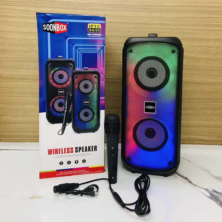 SoonBox Big Size Double Speaker With Mic And light uploaded by business on 12/6/2023