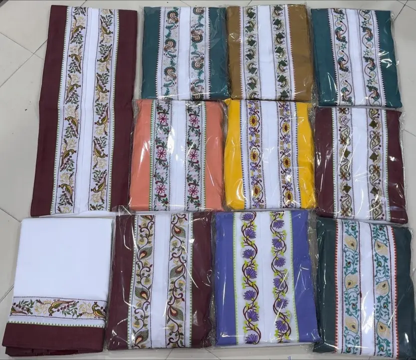 Embroidery cotton dhotiset uploaded by SHV Sh handloom on 12/7/2023
