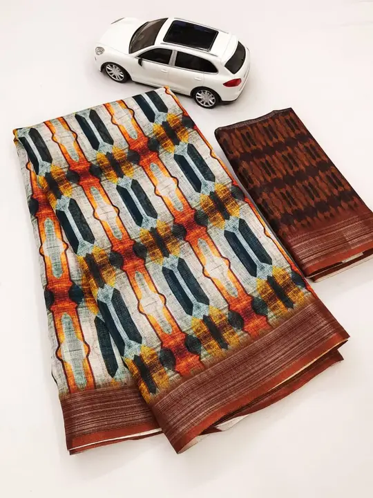🍁 * New Design Launch* 🍁

*Fabric* - Original Linen With Silver Jari Patta.

*Work* - Digital Prin uploaded by Divya Fashion on 12/7/2023