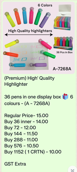 Premium High Quality Pastel colour Highlighters  uploaded by Sha kantilal jayantilal on 12/7/2023