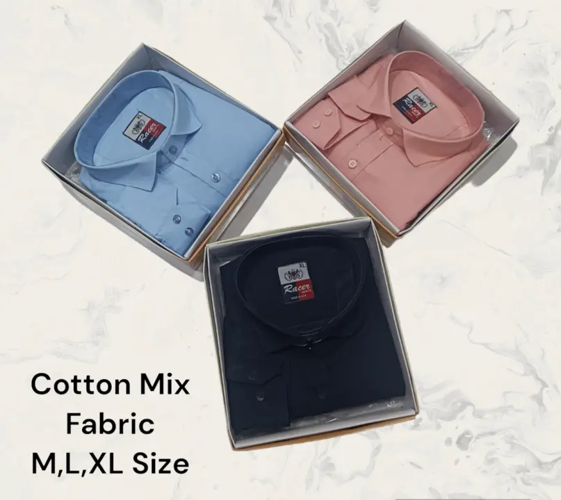 🏁🏁RACER PLUS🏁🏁(SUB BRAND OF 1KKA) EXCLUSIVE COTTON BLEND SOLID BOX PACK SHIRTS FOR MENS uploaded by Kushal Jeans, Indore on 12/7/2023