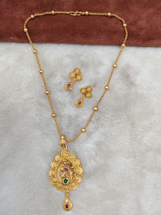Antique Copper Chain Pendant Set ( Rajwadi Polish ) uploaded by MERU CREATION on 12/7/2023