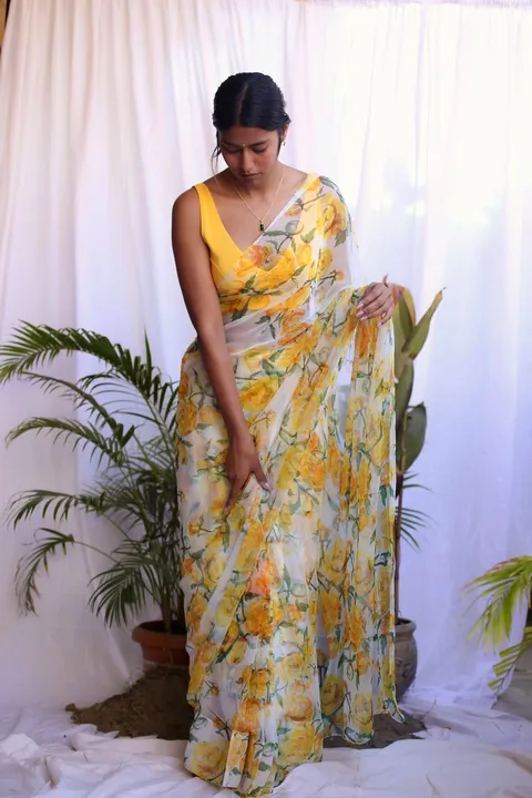 🍁 *New Design Launch*  🍁

*Saree Fabric*  - Georgette 

*Work*  - Digital Print.

*Saree length*   uploaded by Divya Fashion on 12/7/2023