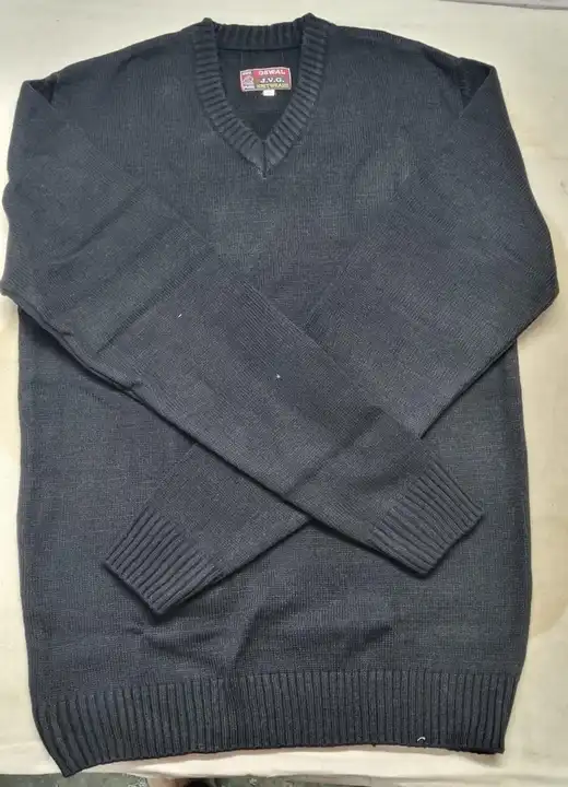 Black coloured v neck sweater  uploaded by business on 12/7/2023