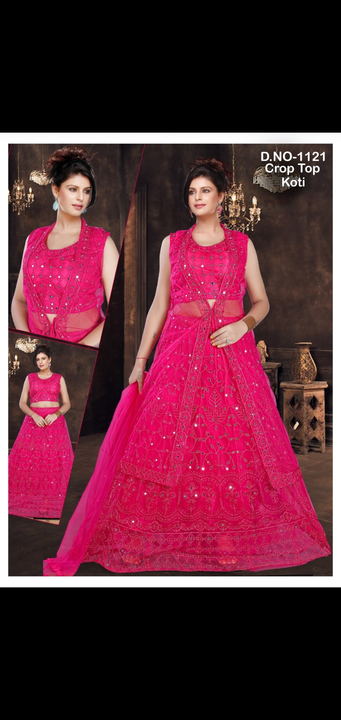 Evening gowns fancy heavy work  choli lengha suits crop top with kotti  uploaded by Radha Creation , Maira sales for Readymade items on 12/7/2023