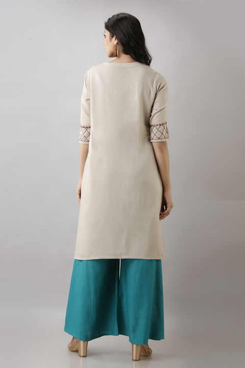 Beige Embroidered Kurti uploaded by business on 3/24/2021