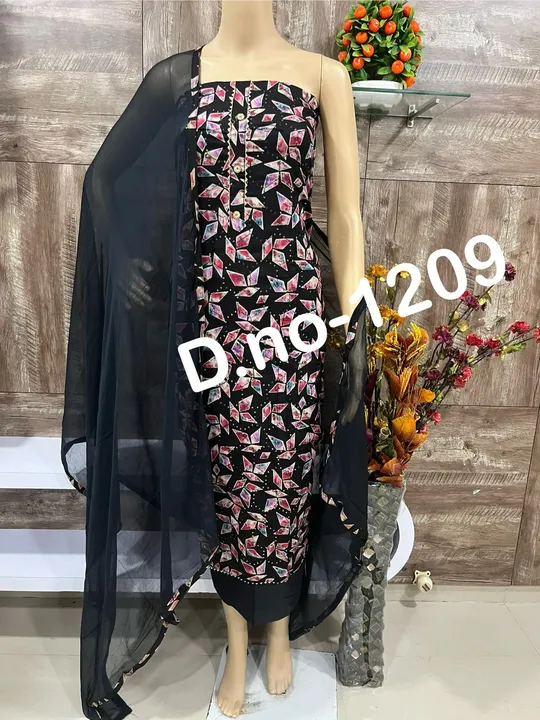 Designer Three Piece Cotton Suit and Dress Material  uploaded by business on 12/8/2023