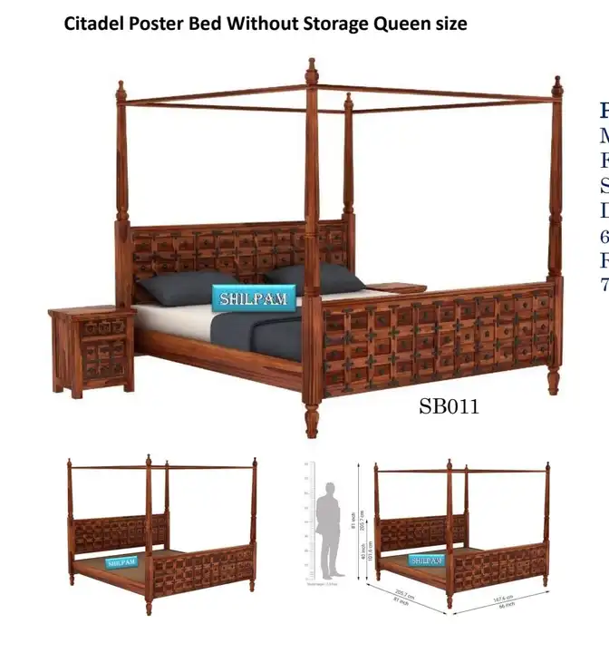 Brass fitting sheesham wood poster bed uploaded by Shilpam furniture and decor on 12/9/2023