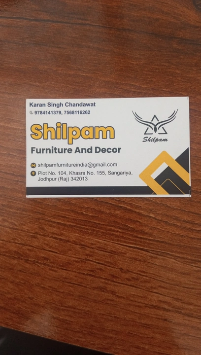 Visiting card store images of Shilpam furniture and decor