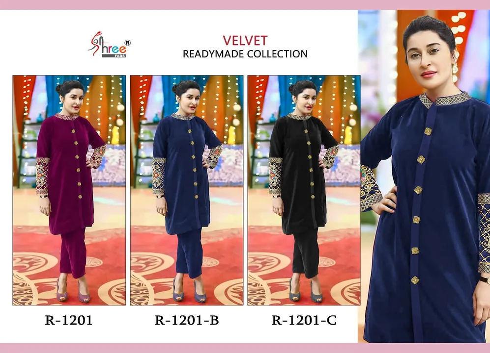today 
shree fabs lounch redyment code set velvet collection 

desin no. R 1201 


top _ 9000 velvet uploaded by Ayush fashion on 12/9/2023
